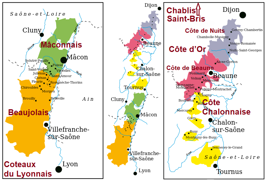 Map of Burgundy - Appellations